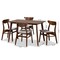 Baxton Studio Orion Light Grey Upholstered and Walnut Wood 5-Piece Dining Set 167-10810-10807 - alternate 6